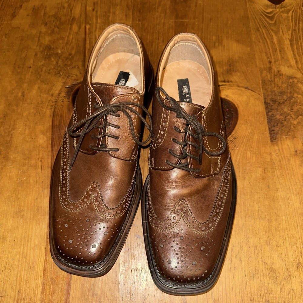 Skechers Collection Made in Italy Mens Leather Wingtip Brogue Oxford Shoe Sz 8